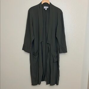 Chelsea 28 Army Green Open Front Long Cardigan
